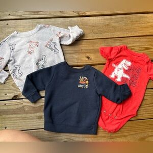 Infant baby toddler Garanimals Gray, Navy, and Red sweatshirt & onesie set 12M